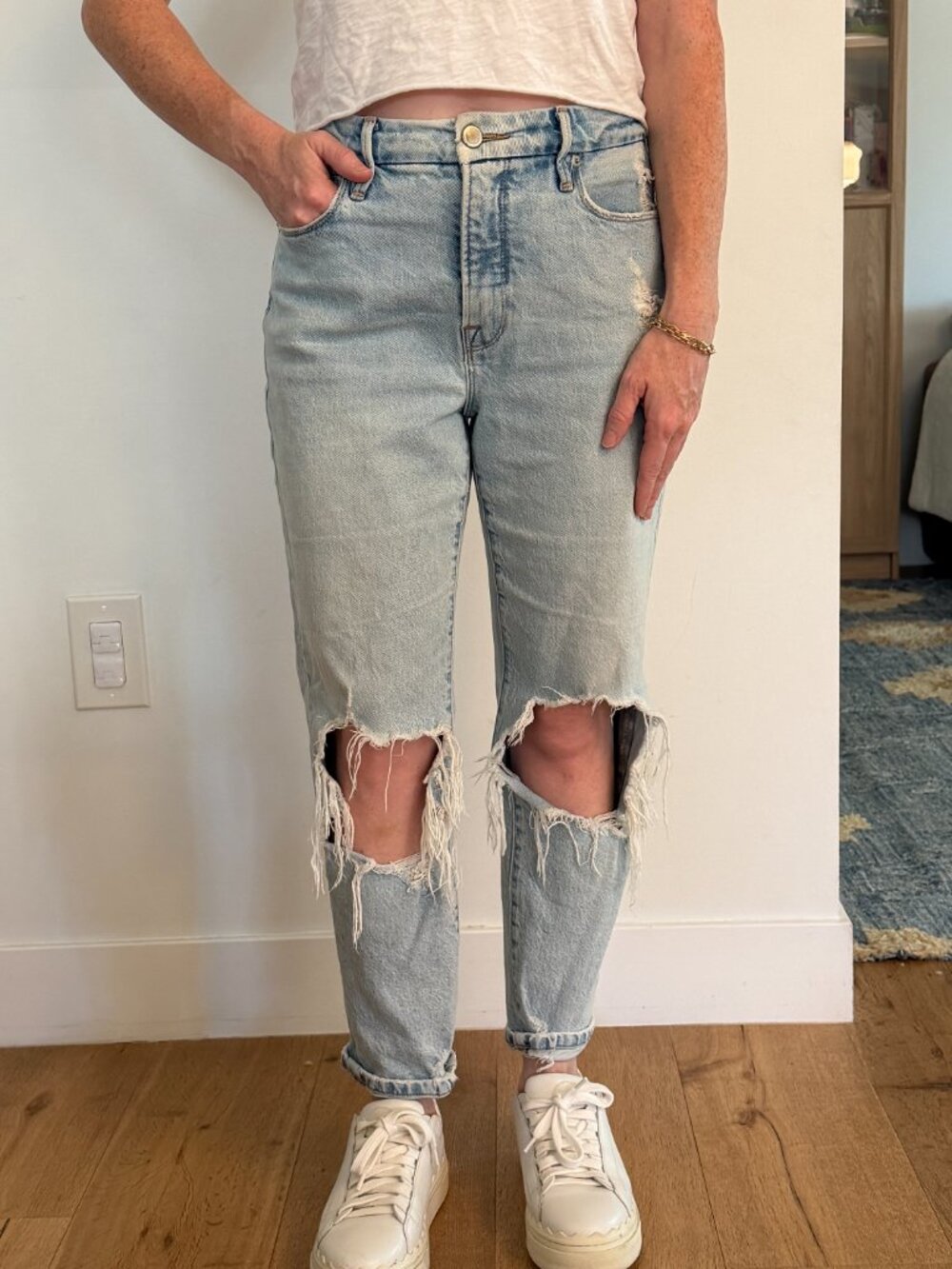 Good American Good Girlfriend Petite Straight Leg Jeans